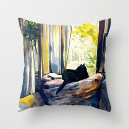 Afternoon (with cat) Throw Pillow