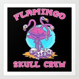 Flamingo Skull Halloween bones gift Art Print | Necklace, Dead, Gift, Bird, Pink, Creepy, Death, Beak, Skull, Animal 