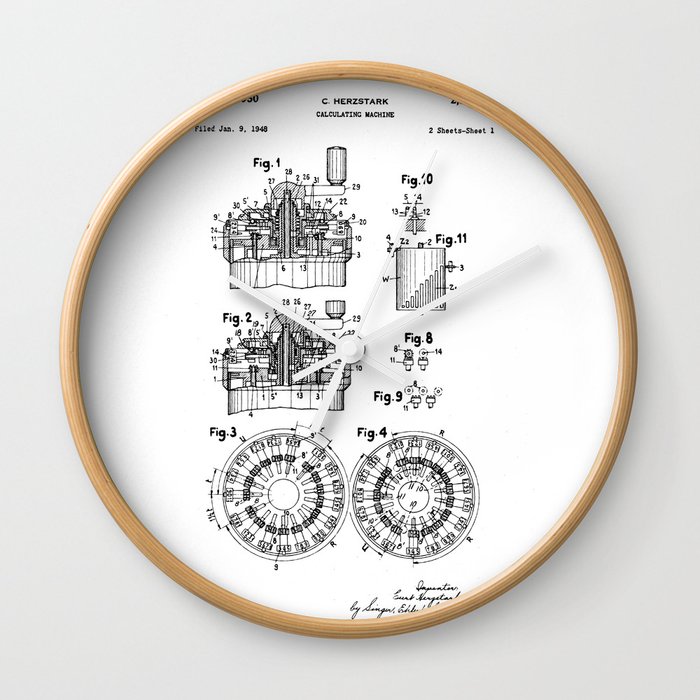 Curta Mechanical Calculator Patent Drawing Wall Clock By Constantchaos