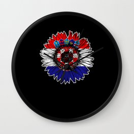 Croatia Flag Sunflower Wall Clock