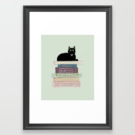 Books & Cats Framed Art Print