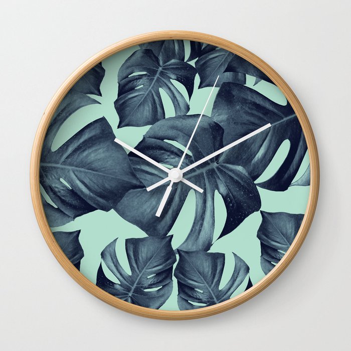 Monstera Leaves Pattern #10 #tropical #decor #art #society6 Wall Clock