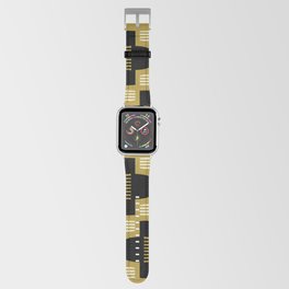 Retro Mid Century Modern Pattern 130 Black and Gold Apple Watch Band