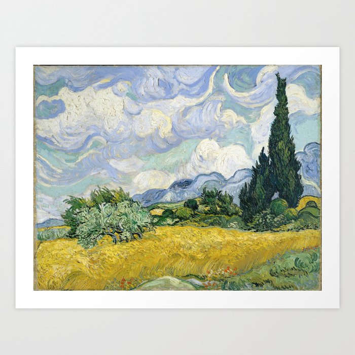 Wheatfield Wth Cypresses Van Gogh July 1989 Art Print