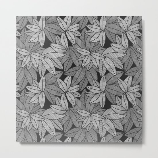 Black & White Leaves By Everett Co Metal Print