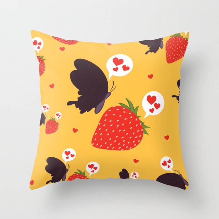 the death loves the strawberry Throw Pillow
