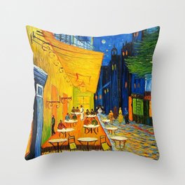 Cafe Terrace At Night By Vincent Van Gogh Throw Pillow