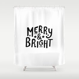 Merry and Bright (black) Shower Curtain