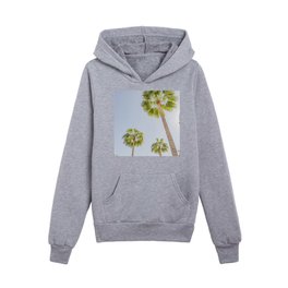 Summer sky and palm trees Kids Pullover Hoodies