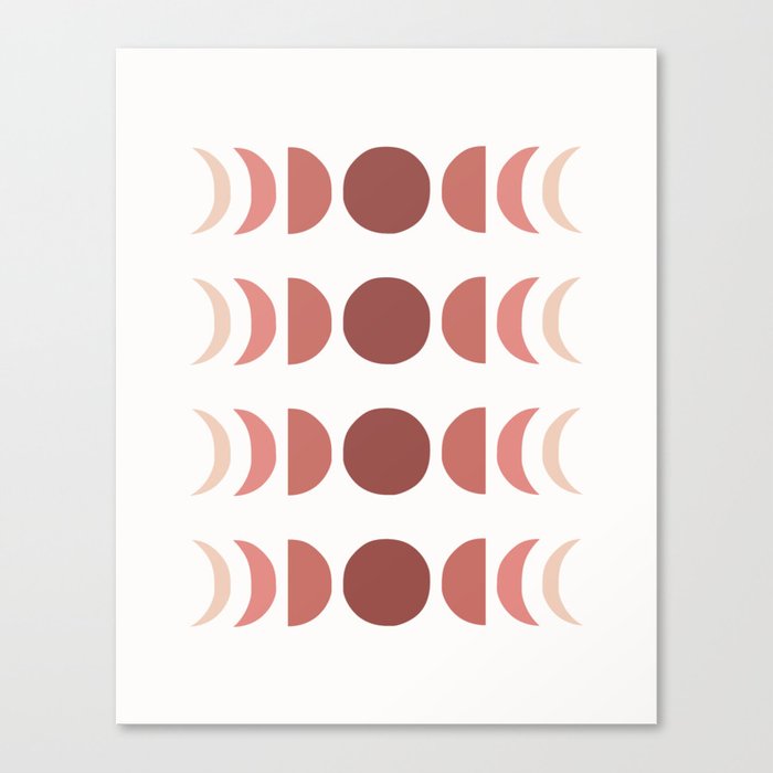 Moon Phases 4 in Shades of Brown Mauve Red Canvas Print