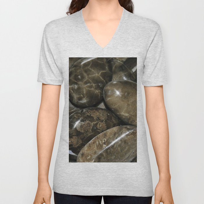 Fossilized Coral V Neck T Shirt
