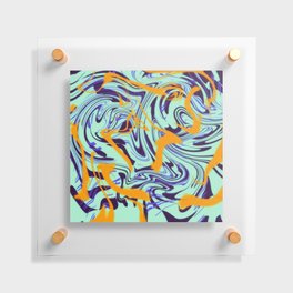 Blue and Orange Wavy Grunge Floating Acrylic Print