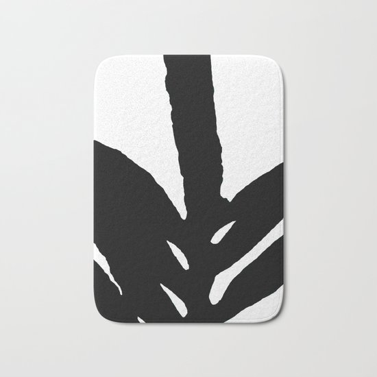 Green Fern Black and White Bath Mat