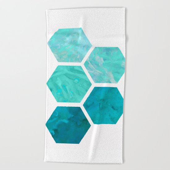 Blue polygon Beach Towel