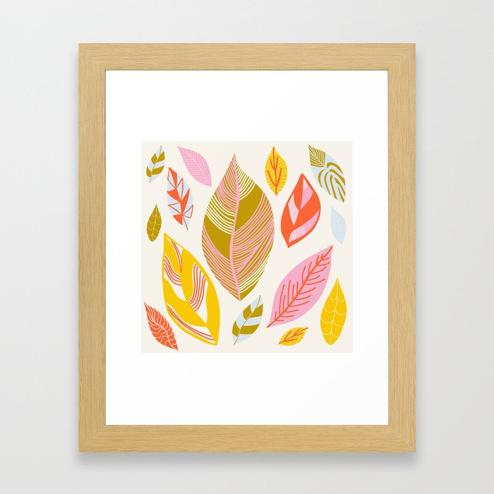 Timberlee, modern autumn leaves Framed Art Print