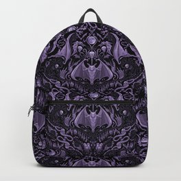 Bats and Beasts - ROYAL PURPLE Backpack | Aureliovoltaire, Drawing, Voltaire, Bats, Skulls, Monsters, Halloween, Skeleton, Macabre, Purple 