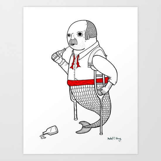 On the merman's propensity towards intemperance, pugnacity, and adultery Art Print