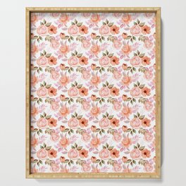 Pink watercolor flowers Serving Tray