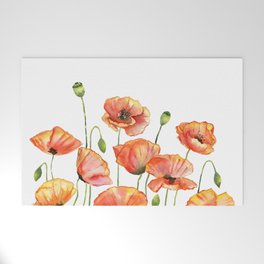 Poppies Watercolor 2  Welcome Mat