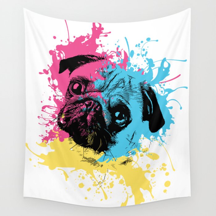 Three Colors of Pug Wall Tapestry