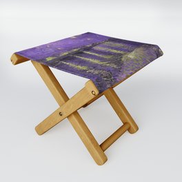 Starry Night Over the Rhone landscape painting by Vincent van Gogh in alternate purple with yellow stars Folding Stool