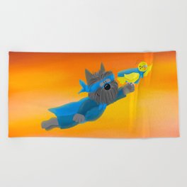 Super Heroes - Dog and Bird Beach Towel