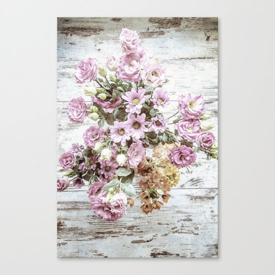Chic Bouquet on Shabby Floor Canvas Print