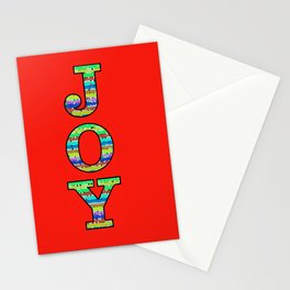 Joy Word Art Red Stationery Card