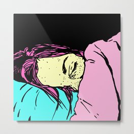 Sakura Metal Print | Strawberryblonde, Freckles, Woman, Pinkhair, Pink, Girl, Person, Sleep, Sleeping, Asleep 