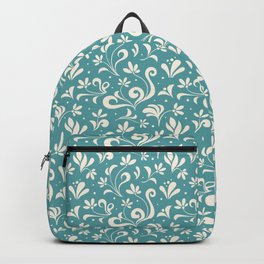 Turquoise Calmness Backpack | Pattern, Closedeyes, Black, Fantasy, Cream, Squaredesign, Verticaldesign, Graphicdesign, Digital, Whimsical 