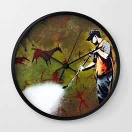 Banksy - Cave Painting Removal by street cleaning Wall Clock