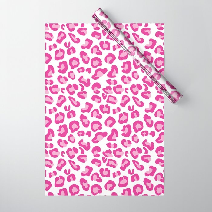 Leopard-Pinks on White Wrapping Paper