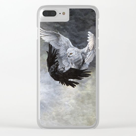 Yin Yang Owl and Raven Clear iPhone Case