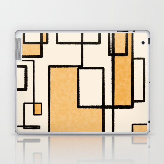 Piet Composition in Light Orange - Mid-Century Modern Minimalist Geometric Abstract Laptop & iPad Skin
