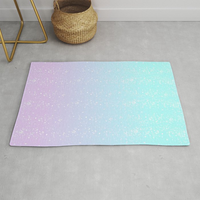 turquoise and lavender pastel bokeh effect ombre gradient Rug
