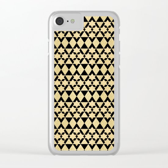 Black and Gold Geometric Pattern 4 Clear iPhone Case