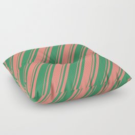 [ Thumbnail: Salmon and Sea Green Colored Stripes Pattern Floor Pillow ]