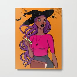 To All My Bad Witches Metal Print | Modernwitch, Hat, Digital, Magic, Moon, Witch, Drawing, Black, Crescentmoon, Bats 
