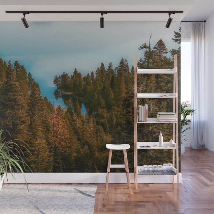 pine tree and lake at Emerald Bay Lake Tahoe California USA Wall Mural