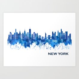 New York City New York Skyline Blue Art Print