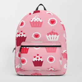 Valentines cupcakes and hearts pattern Backpack