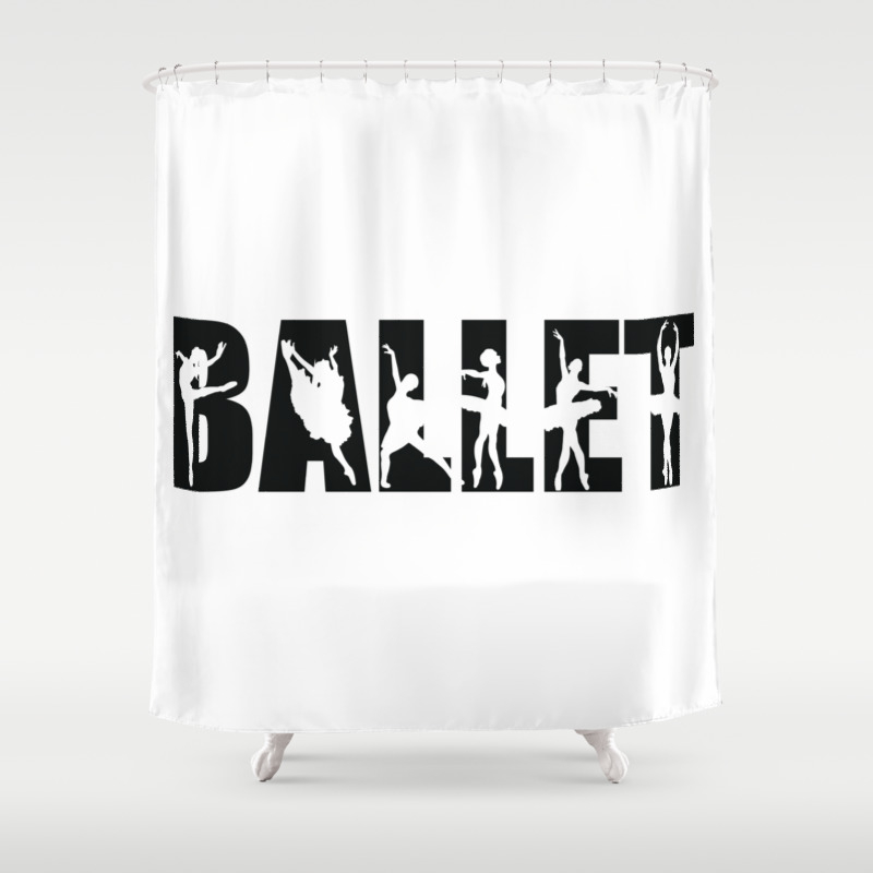 Ballerina Cutouts Shower Curtain, Black Ballerina Shower Curtain