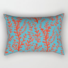 Turquoise and Red Leaves Pattern Rectangular Pillow