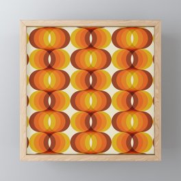 Orange, Brown, and Ivory Retro 1960s Wavy Pattern Framed Mini Art Print