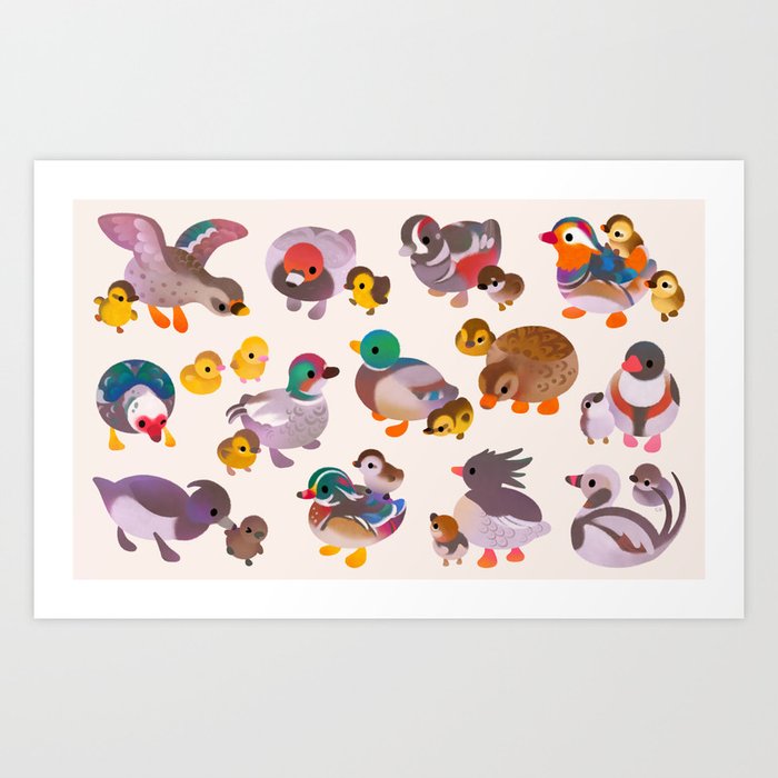 Duck and Duckling Art Print