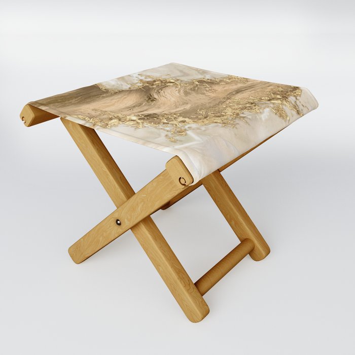 Gold and Pearl - Splatter and flow Folding Stool