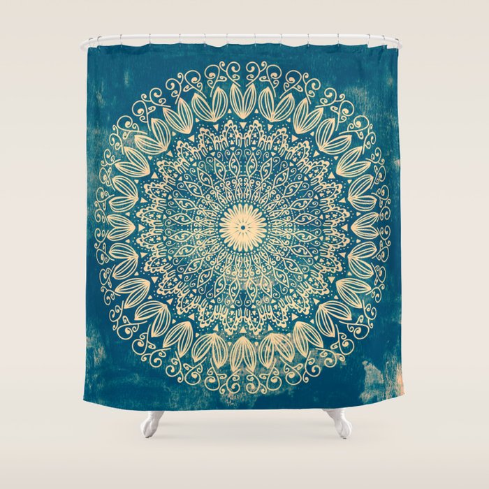 BLUE ORGANIC MANDALA Shower Curtain by Nika Society6