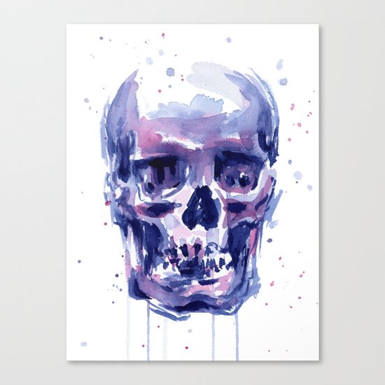 Skull Watercolor Purple Colorful Canvas Print