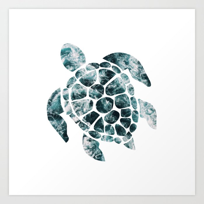Sea Turtle - Turquoise Ocean Waves Kunstdrucke
