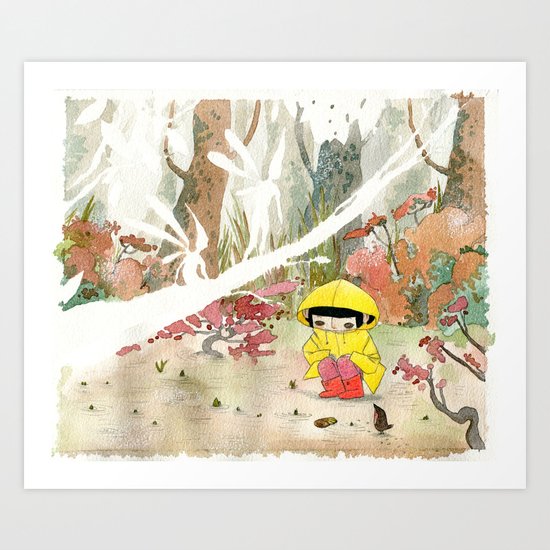 in the rain 1 Art Print